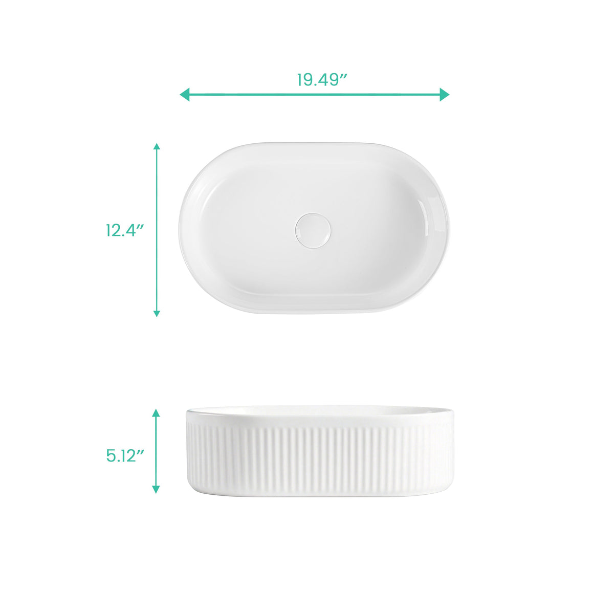 Integrated Oval Ceramic Bathroom Sink