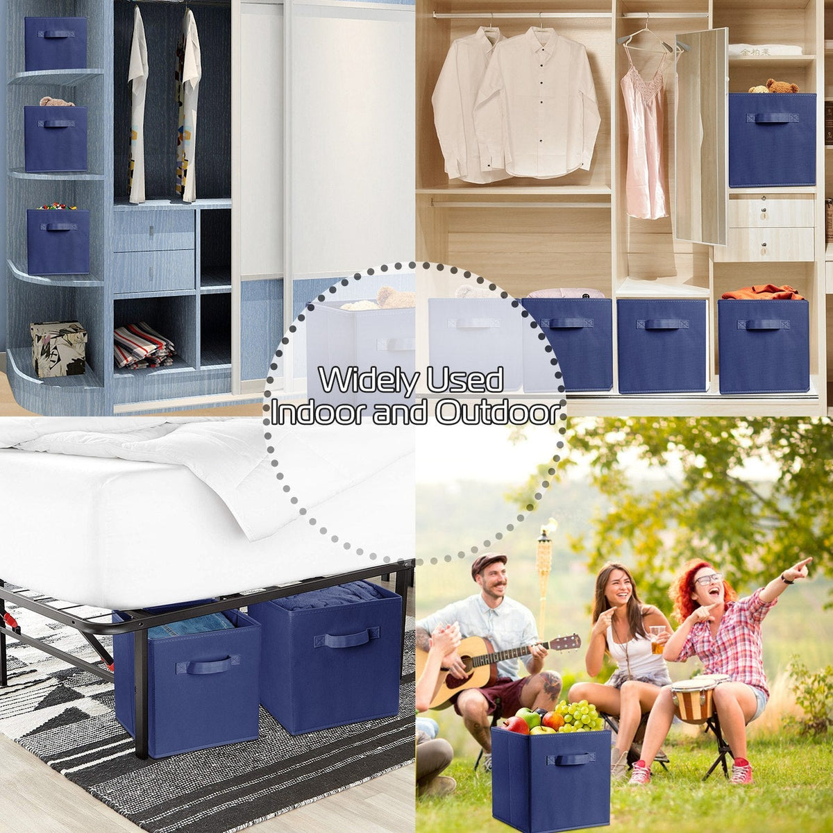 iMounTEK 4 Pack Foldable Storage Cube Bins Cloths Closet Space Organizer Basket Shelves Box for Clothes Toys Books Cabinet