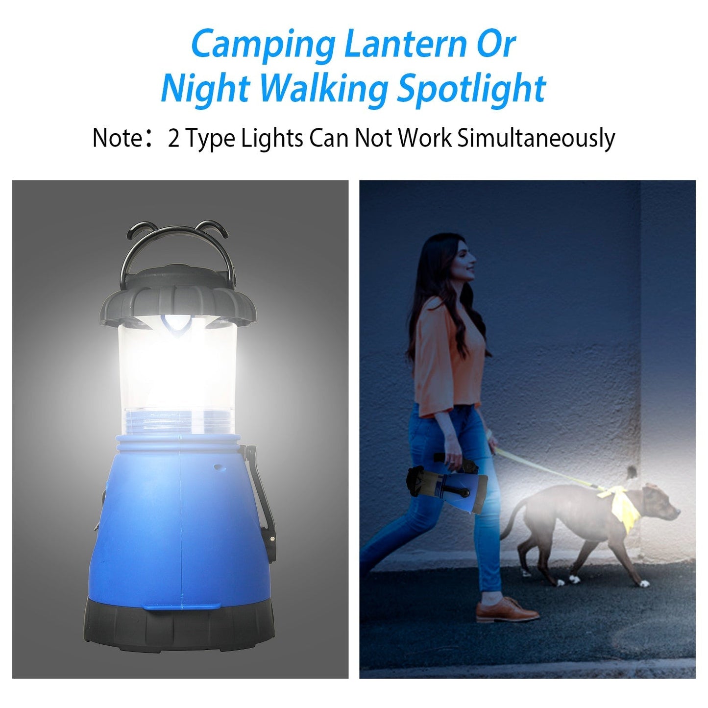 Camping Light Hand Crank Hiking Emergency Spotlight Lantern Lamps w/ Car Charger