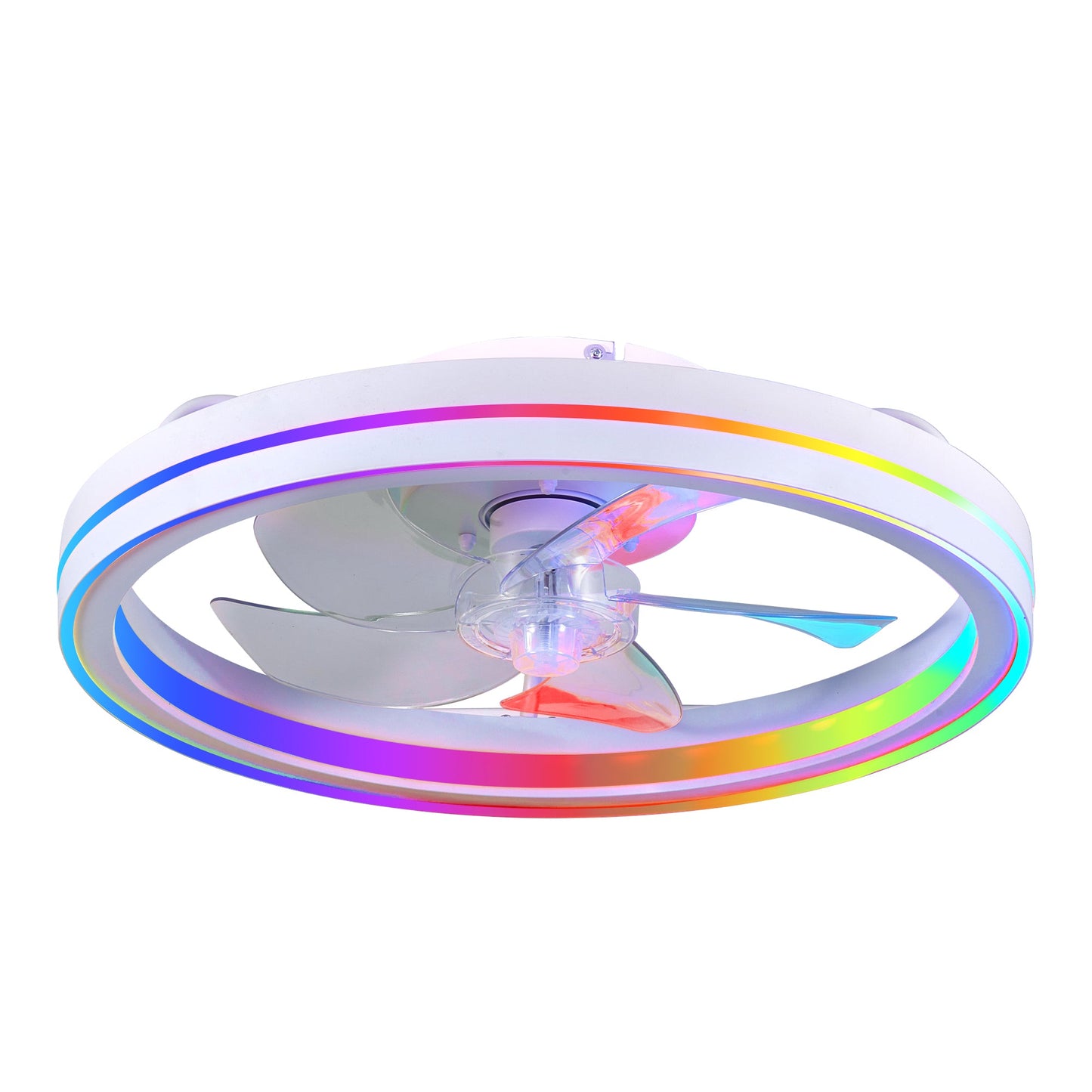 RGB Ceiling Fan with Lights, 19'' Smart LED Bladeless Chandelier Fan