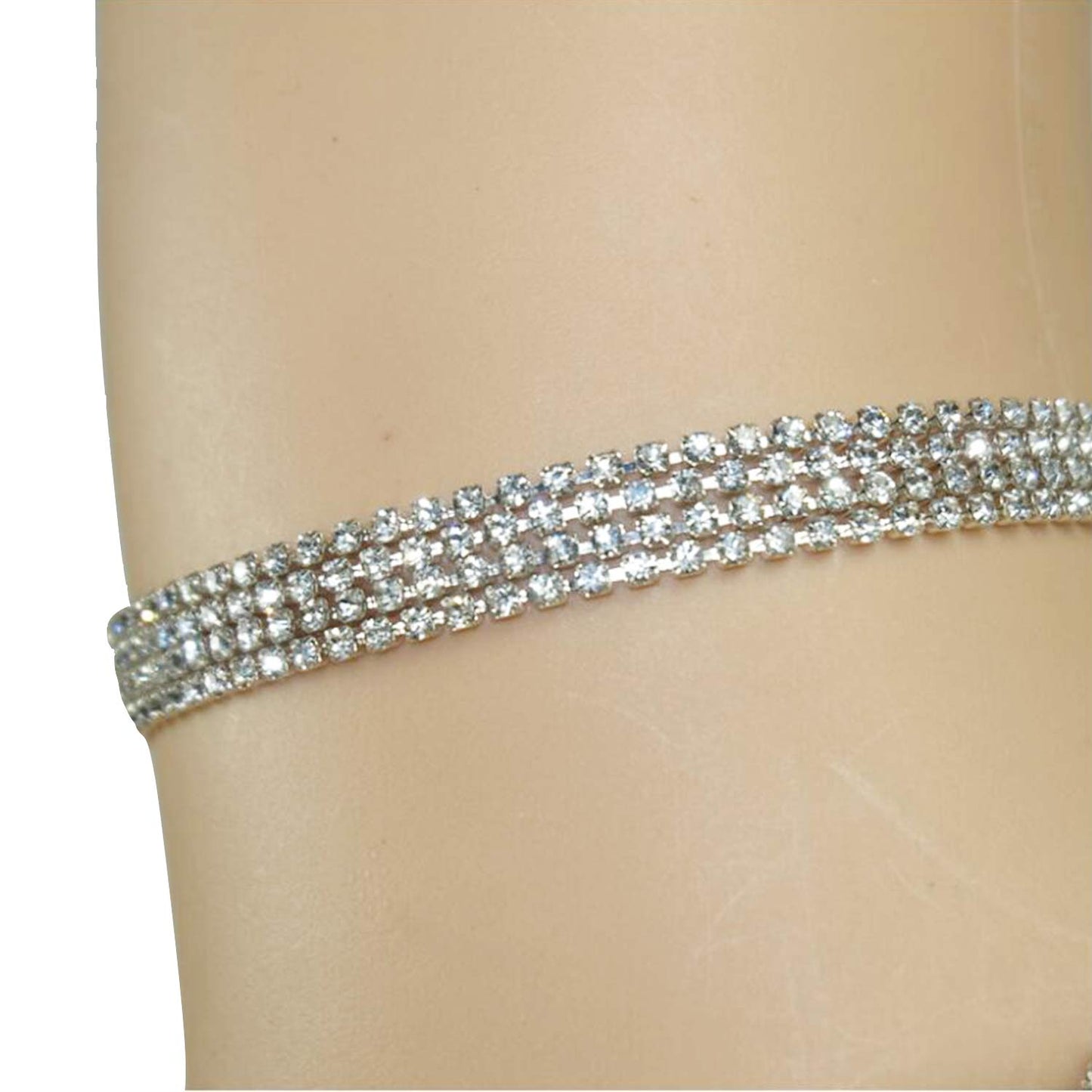 Sexy Women Chain Choker Side Slit Backless Slip Dress With Sequins