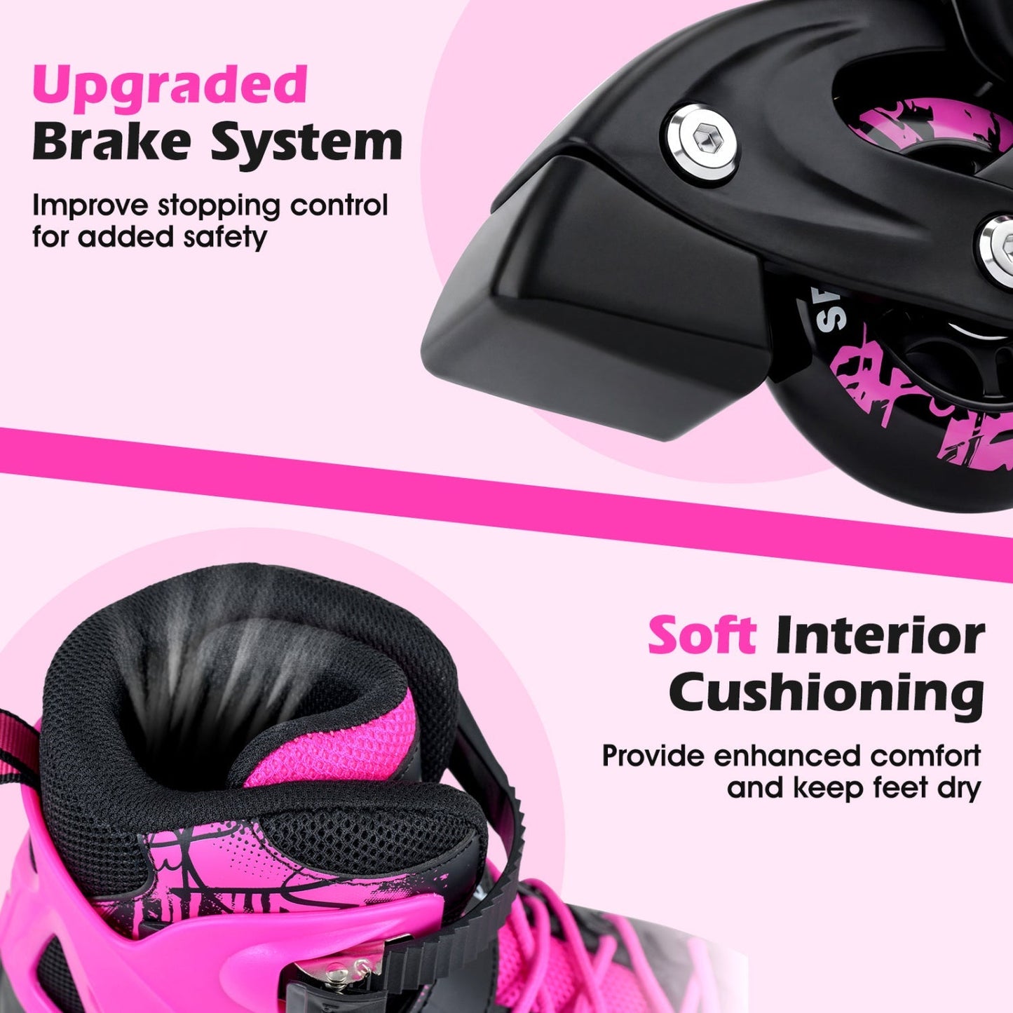 Adjustable Light-Up Kids Inline Skates Ages 9-14