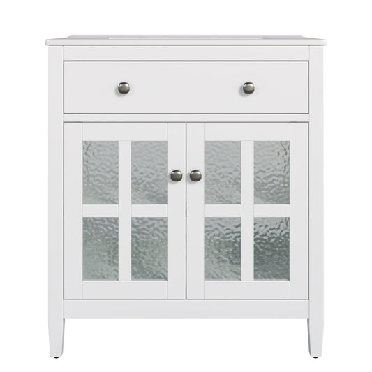 Bathroom Vanity With Ceramic Sink, Adjustable Shelf & Tip Out Tray