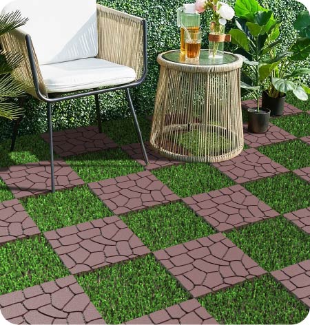 New Stone Texture 12" Patio Deck Tiles, 44pcs