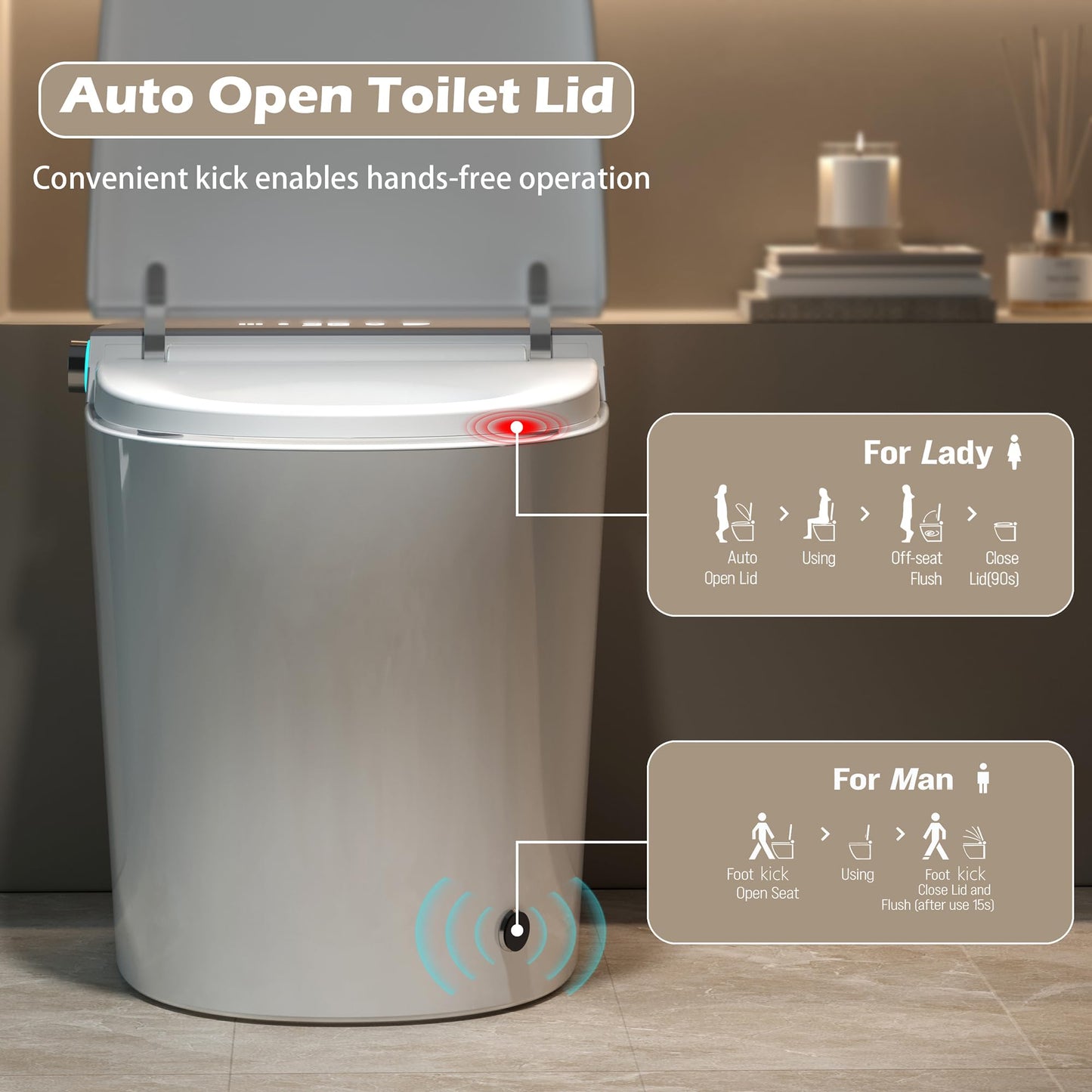 Smart Toilet with Built-In Bidet and Heated Seat