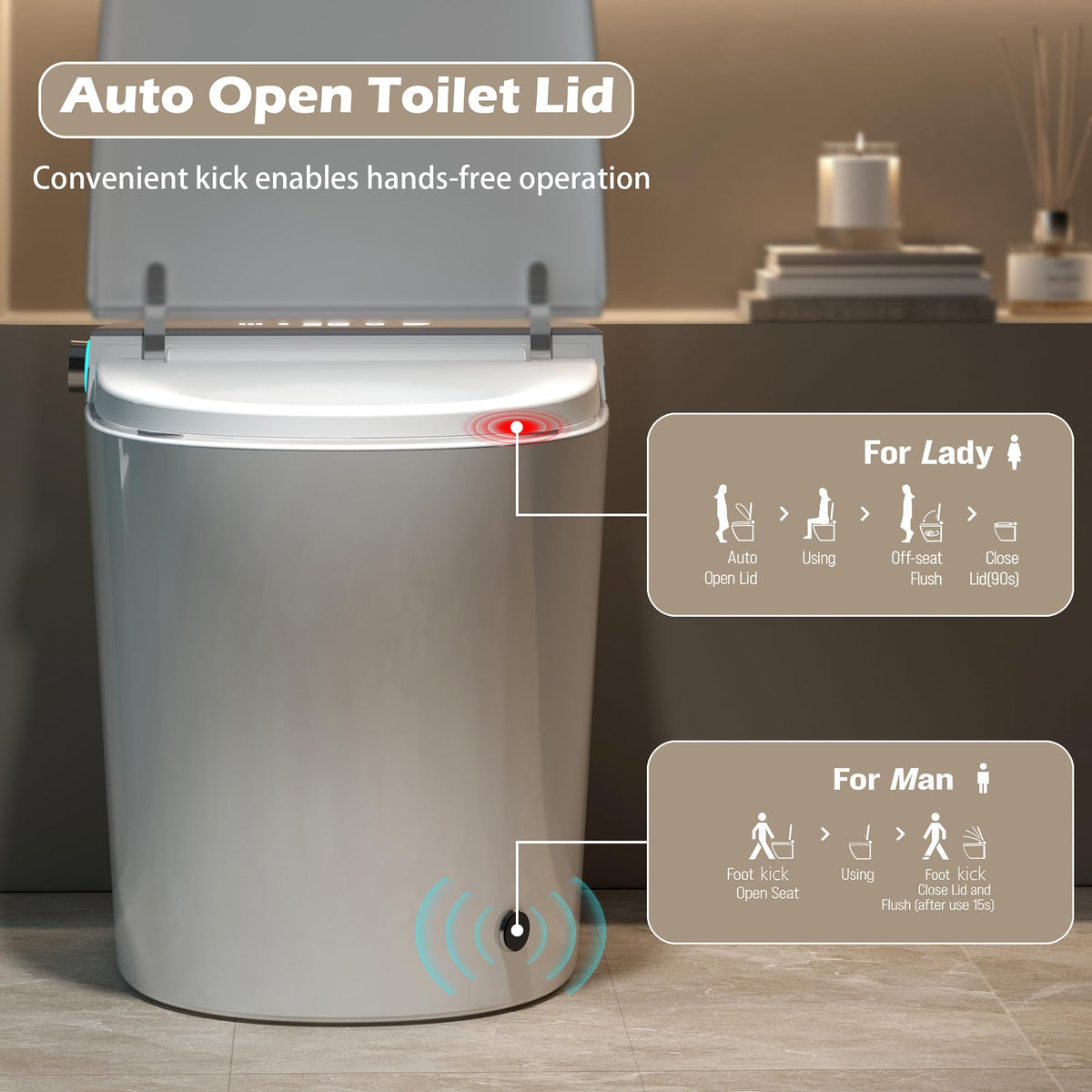 Smart Toilet with Built-In Bidet and Heated Seat