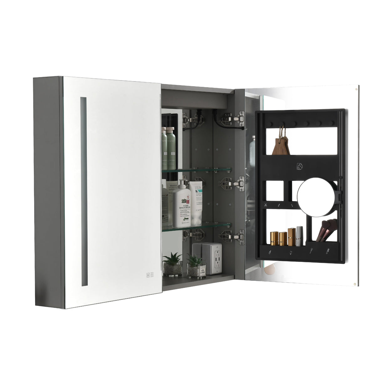 LED Large Rectangular Aluminum Alloy Surface Mount Medicine Cabinet