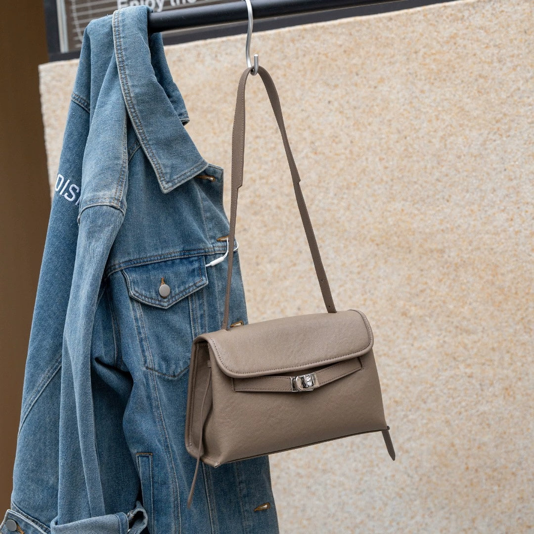 First-layer Vegetable-tanned Cowhide Kelly Bag 2026 New Small Square Bag, Retro Commuter Bag, Large Capacity Crossbody And Shoulder Bag For Women