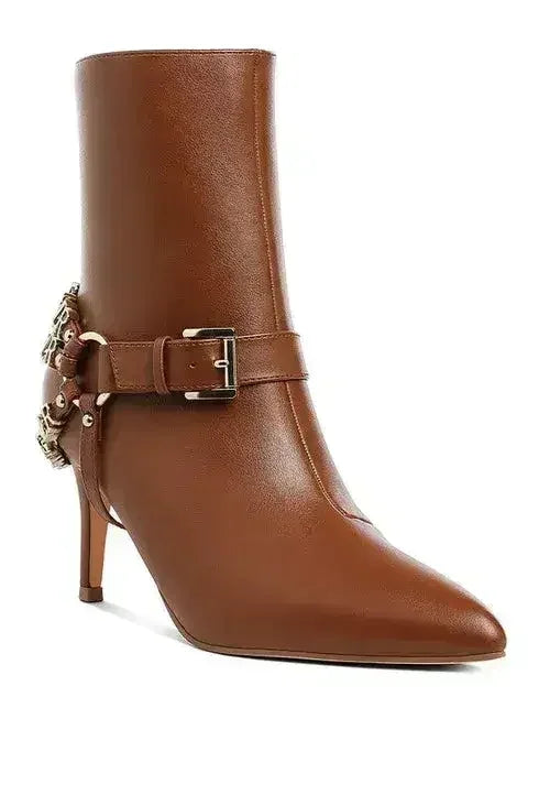 Buckle Harness Stiletto Boots - 3" Heel | Femstylo