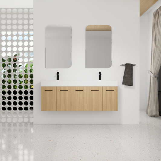 60" Floating Double Sink Bathroom Vanity with Extra-Large Storage