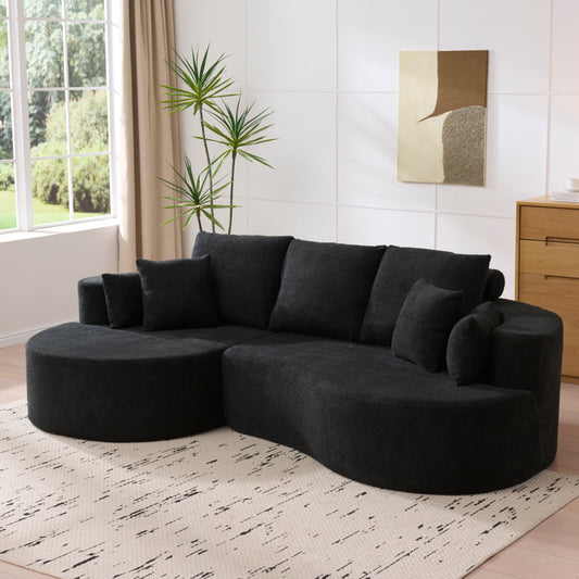 106 in. 2-Piece Fabric Cloud Curved Sectional Boucle Sofa with Chaise Lounge