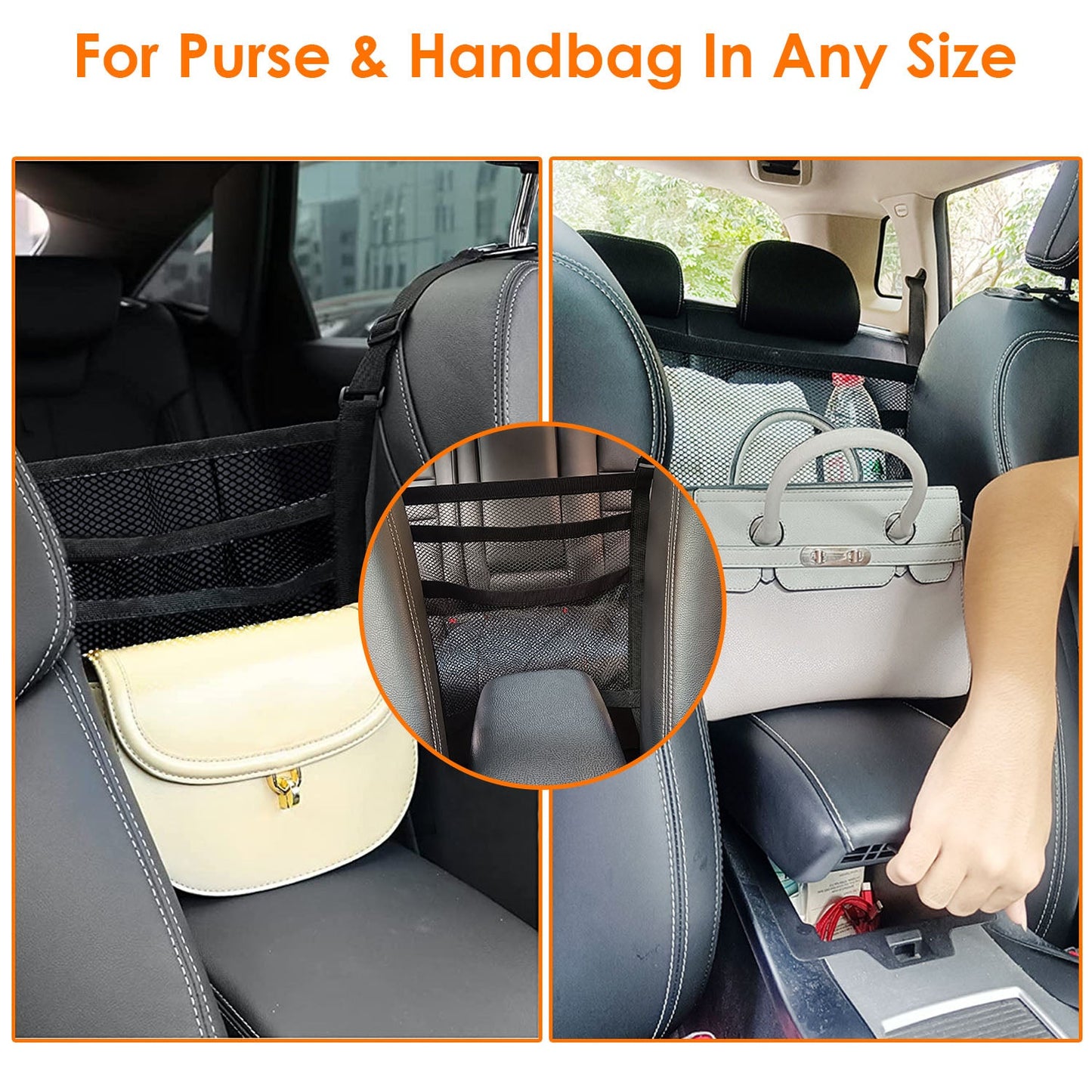 Car Mesh Organizer 3 Layer Seat Back Net Pocket Bag Cargo Elastic Tissue Purse Holder Driver Storage Netting Pouch Barrier of Backseat for Kids Pets
