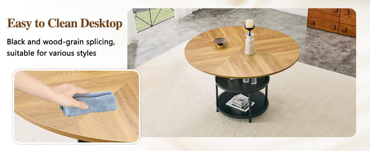 47.3-Inch Diameter Modern Splicing Circular Dining Table