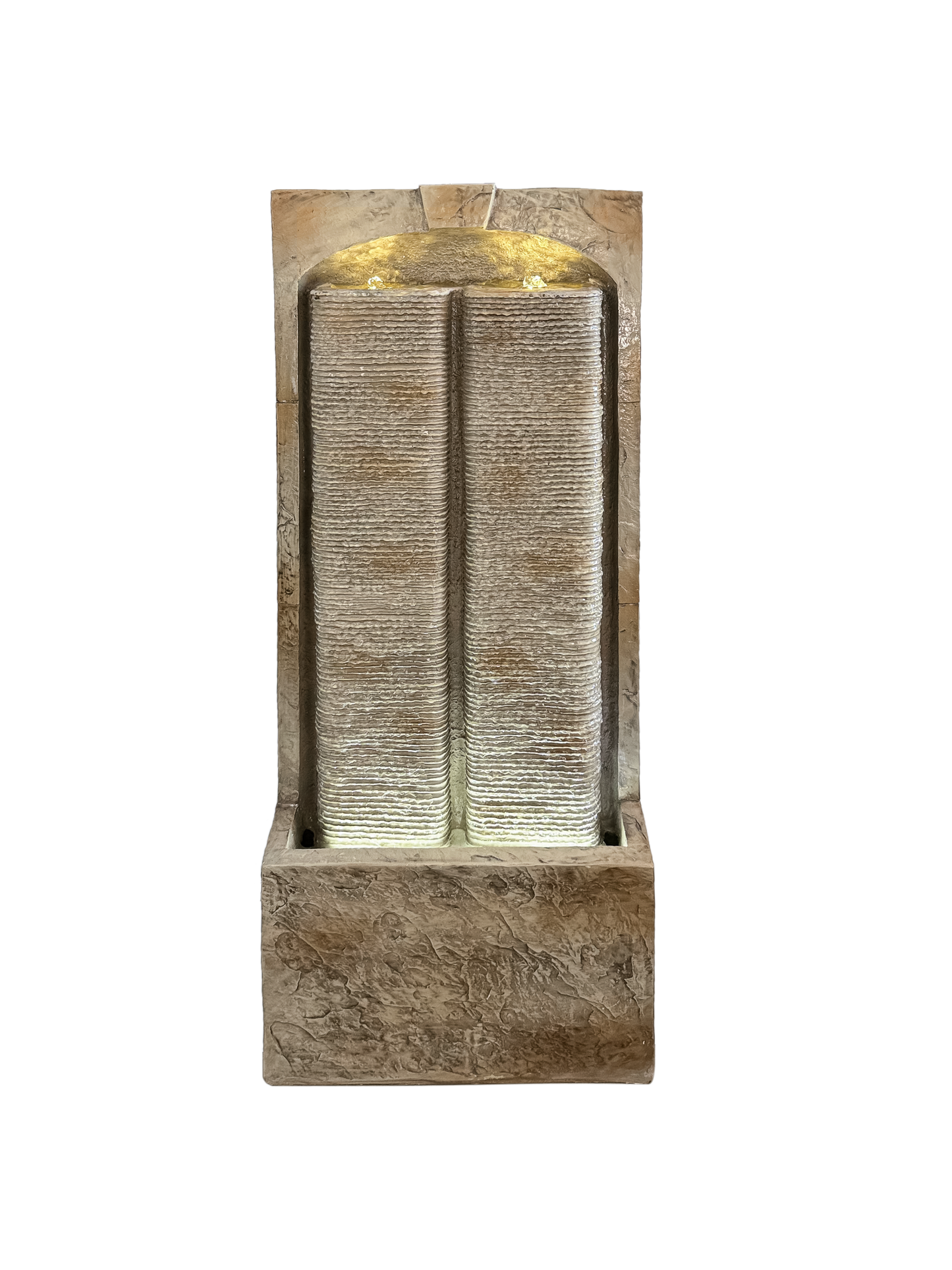 39 Inch Outdoor Water Fountain with Pump and LED Lights