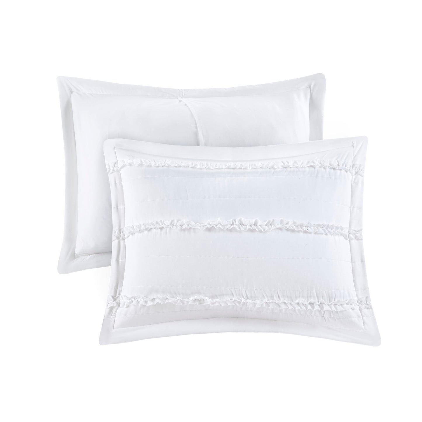 5 Piece Microfiber Ruffled Comforter Set - White California King