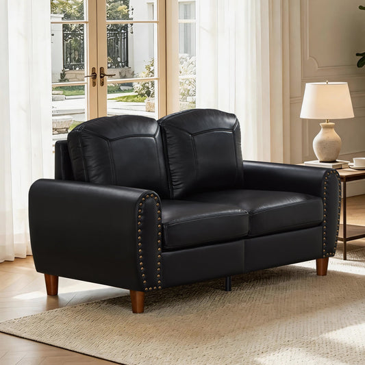 59" Classic Living Room Sofa Loveseat Faux Leather Couch