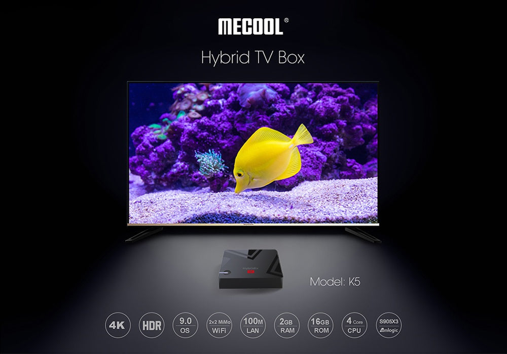 Android 9.0 Mecool K5 Amlogic S905X3 DVB-S2 DVB-T2 DVB-C Box