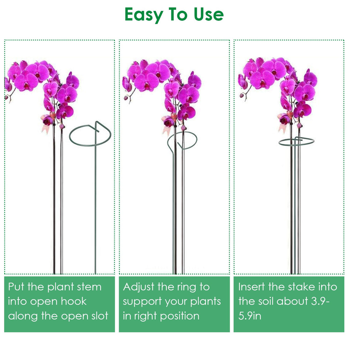 10 Packs 16in Plant Support Stakes Garden Flower Single Stem Support Stake Iron Plant Cage Support Ring For Tomatoes Orchid Lily Peony Rose Flower Ama