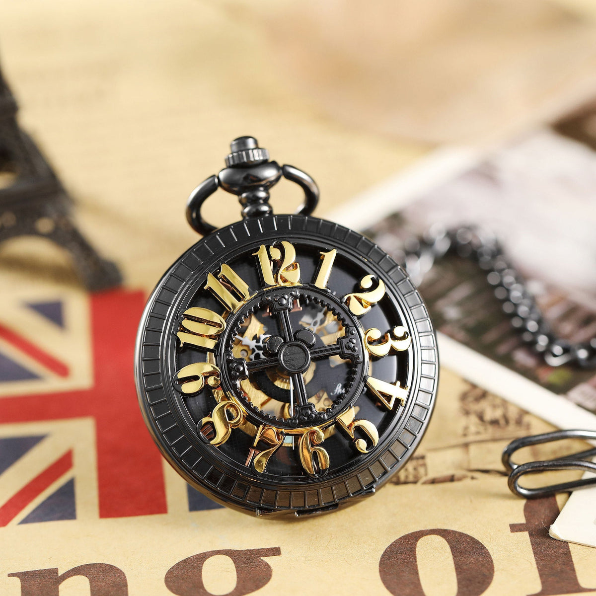 Openwork Carved Floral Roman-Style Pocket Watch