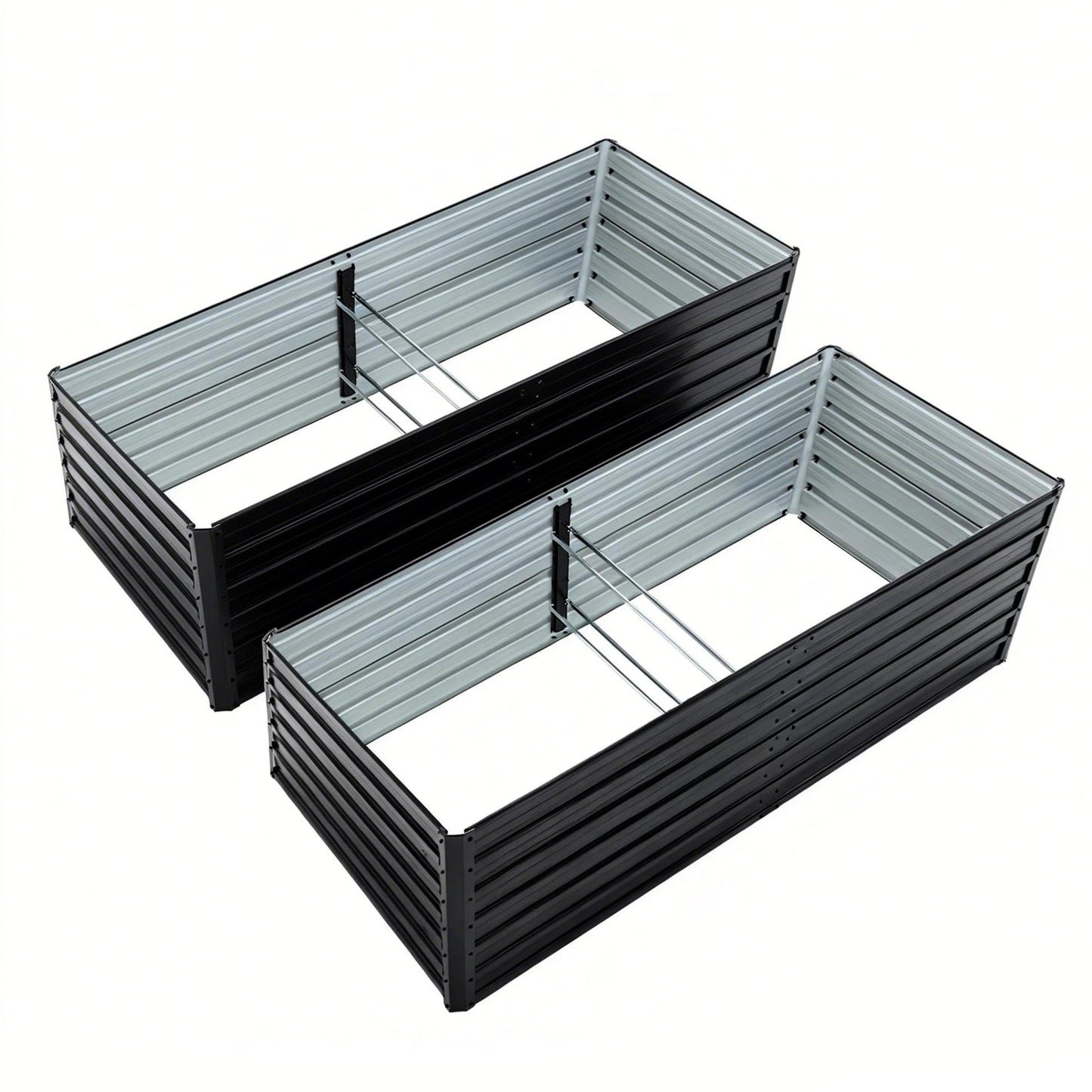 2 Pack Metal Raised Garden Bed Kit Outdoor - 8x4x2 FT Galvanized Planter Boxes Set