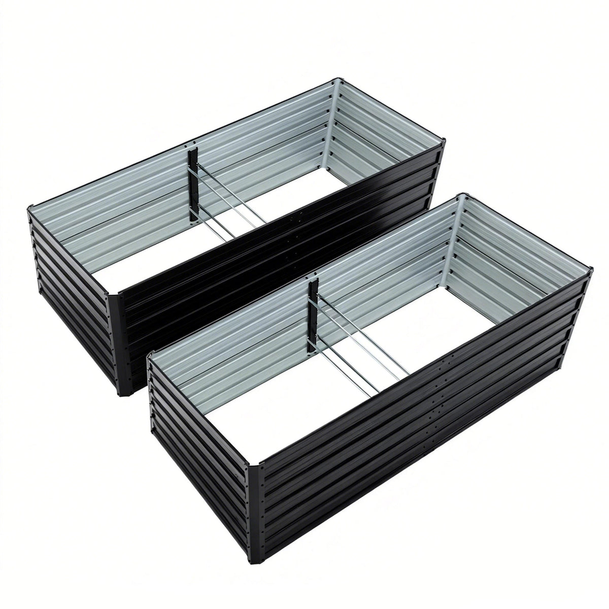 2 Pack Metal Raised Garden Bed Kit Outdoor - 8x4x2 FT Galvanized Planter Boxes Set