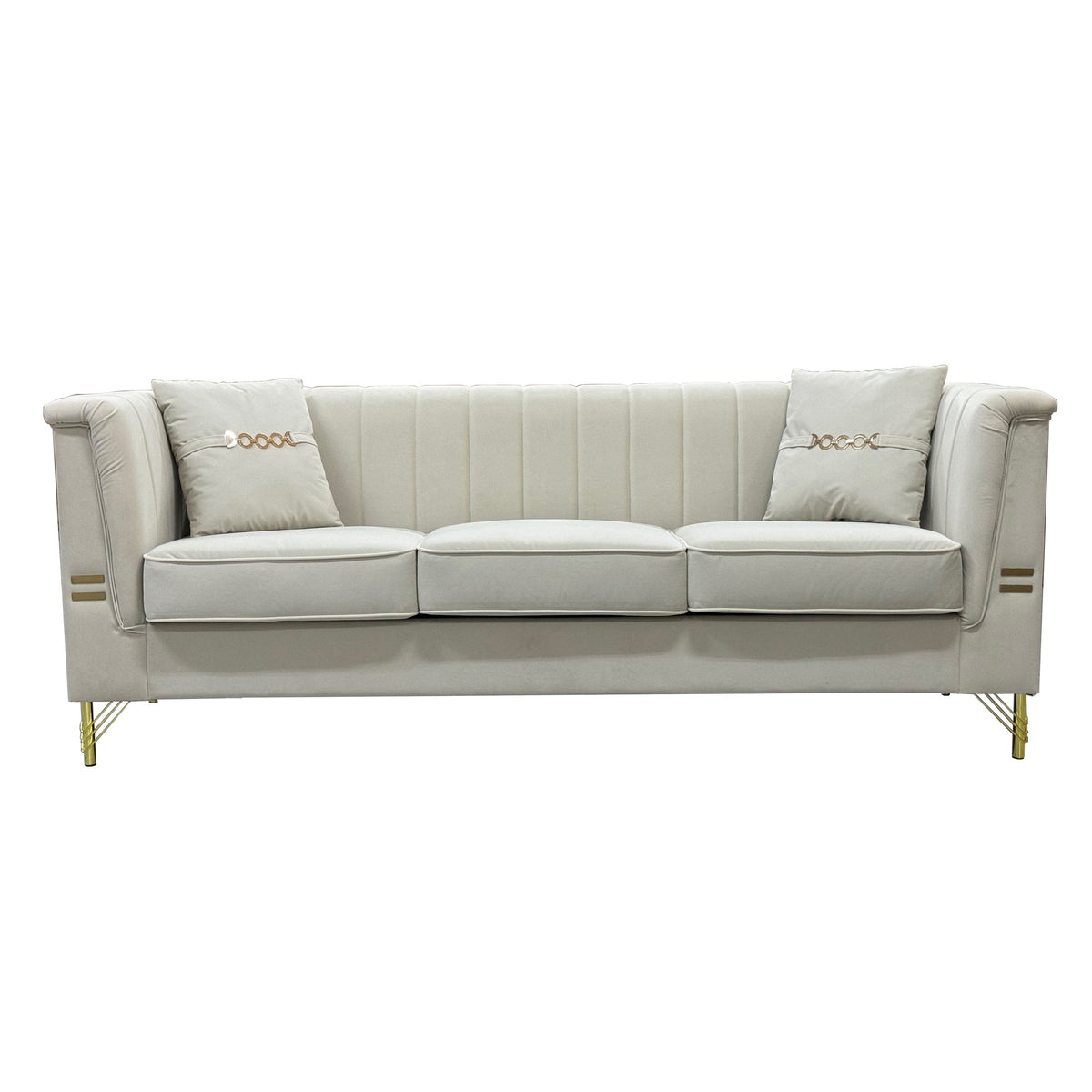 FX-P82B-BE (834-3 Sofa) Velvet 3-Seater Sofa