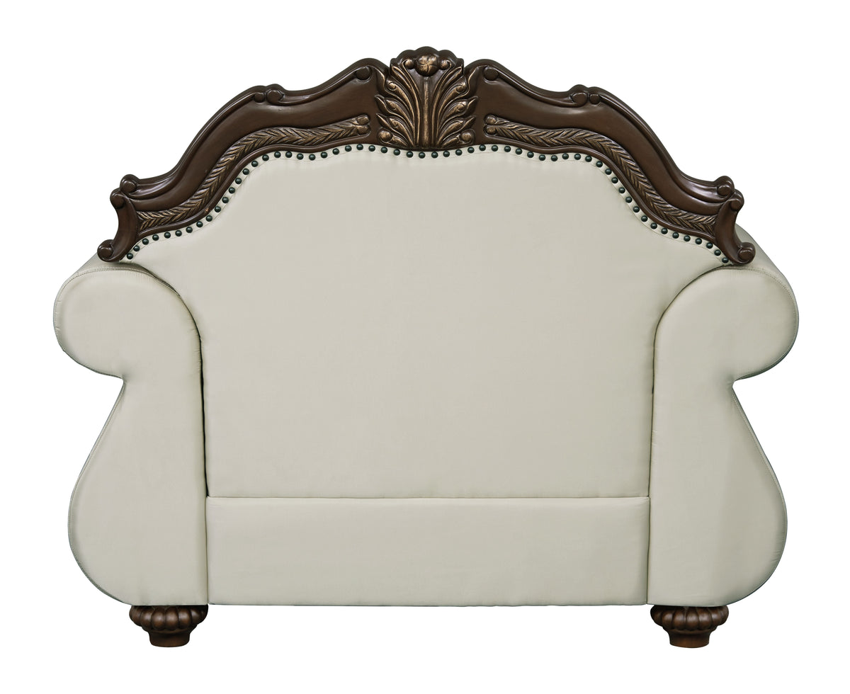 Pierce 2-Piece Traditional Living Room Set, Upholstered Loveseat and Accent Chair with Carved Wood Frame