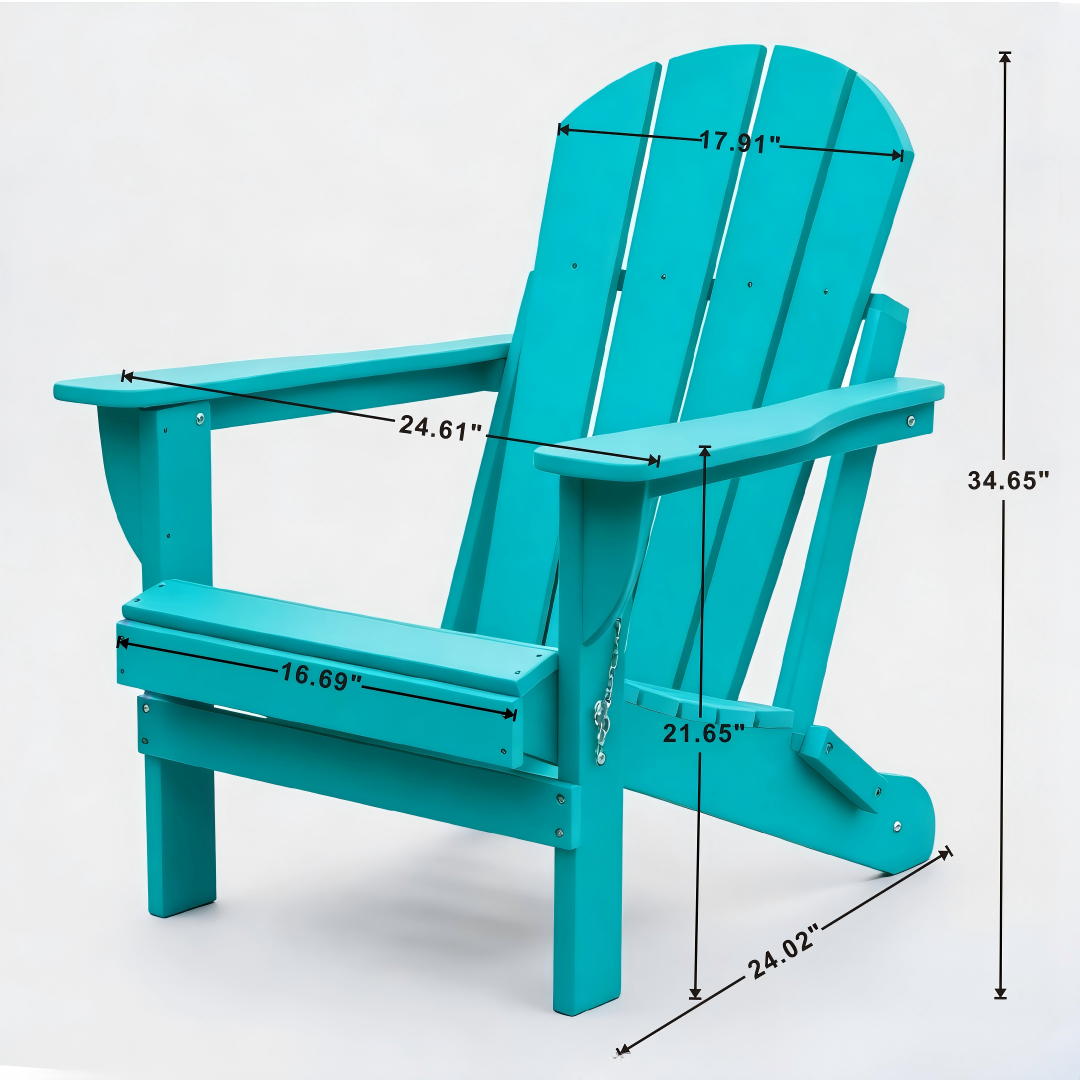 Adirondack Folding Chair with Dual Cup Holders - Lake Blue