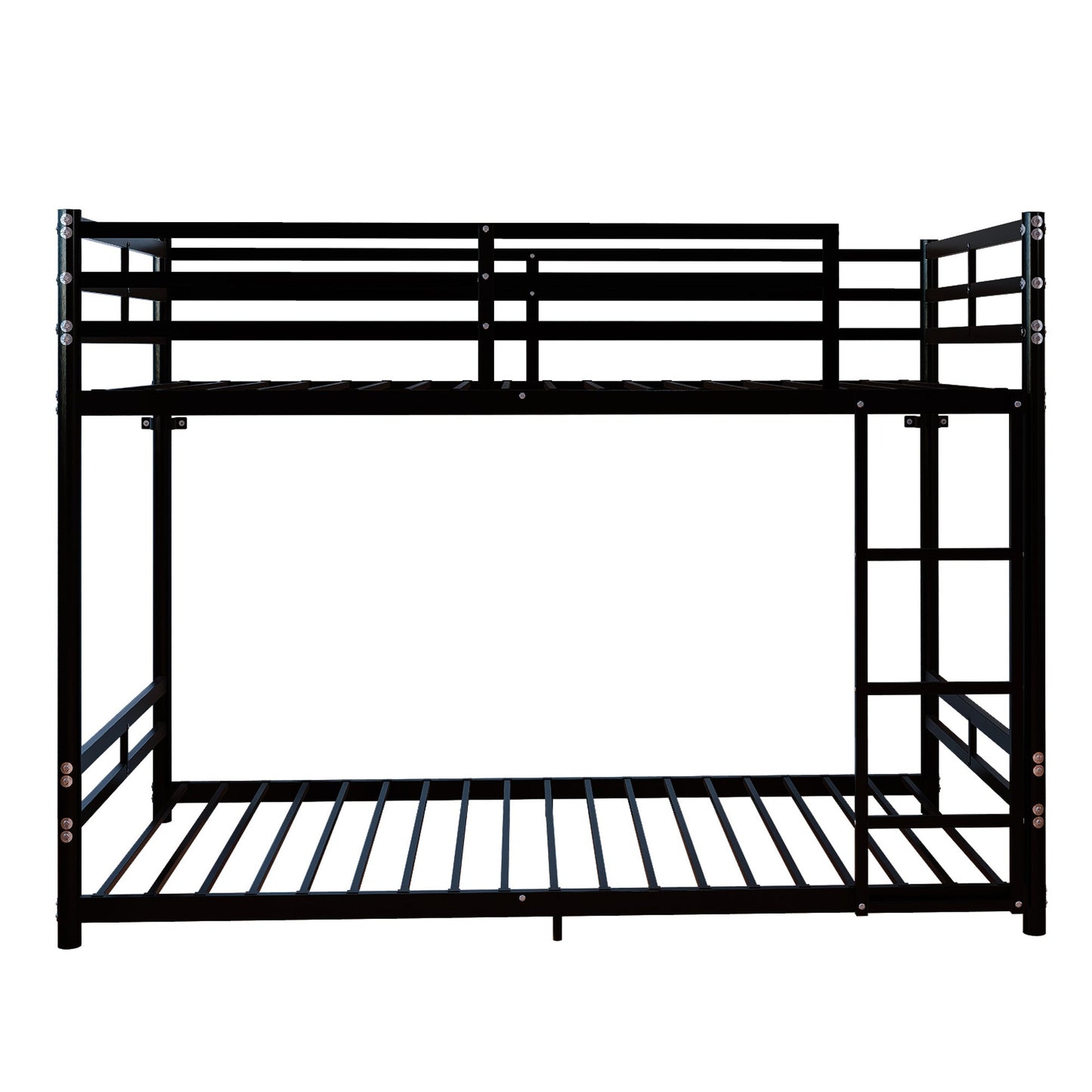 Bunk Bed with Ladder and High Guardrail Metal Bunk Bed, Storage Space, Noise Free, Twin Over Twin Size