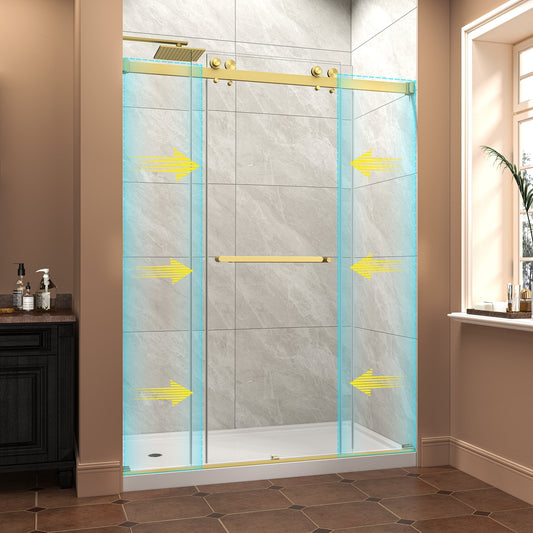 55"-60" W x 76" H Brushed Frameless Shower Door