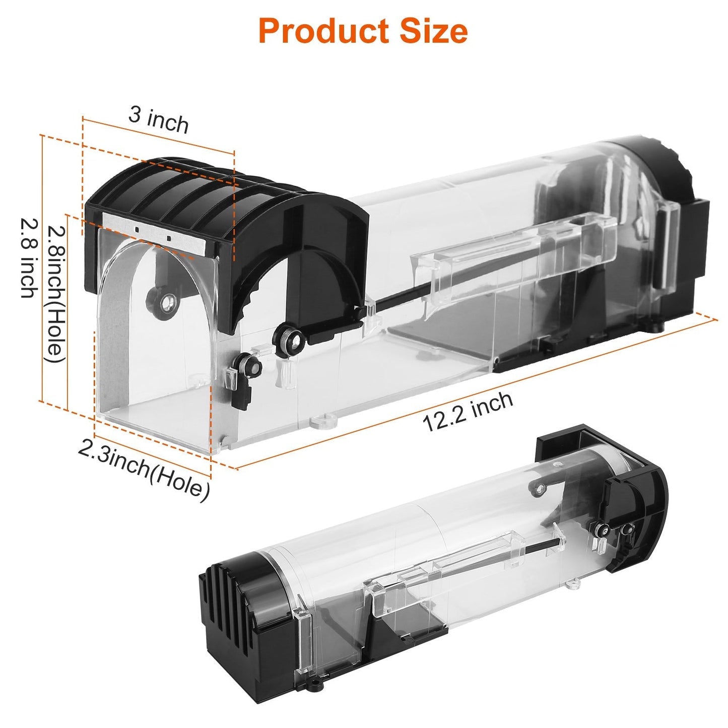 2Pcs Humane Live Mouse Trap Reusable Rat Rodent Trap Catch Release Cage Safe for Family Children Pets Easy Setup