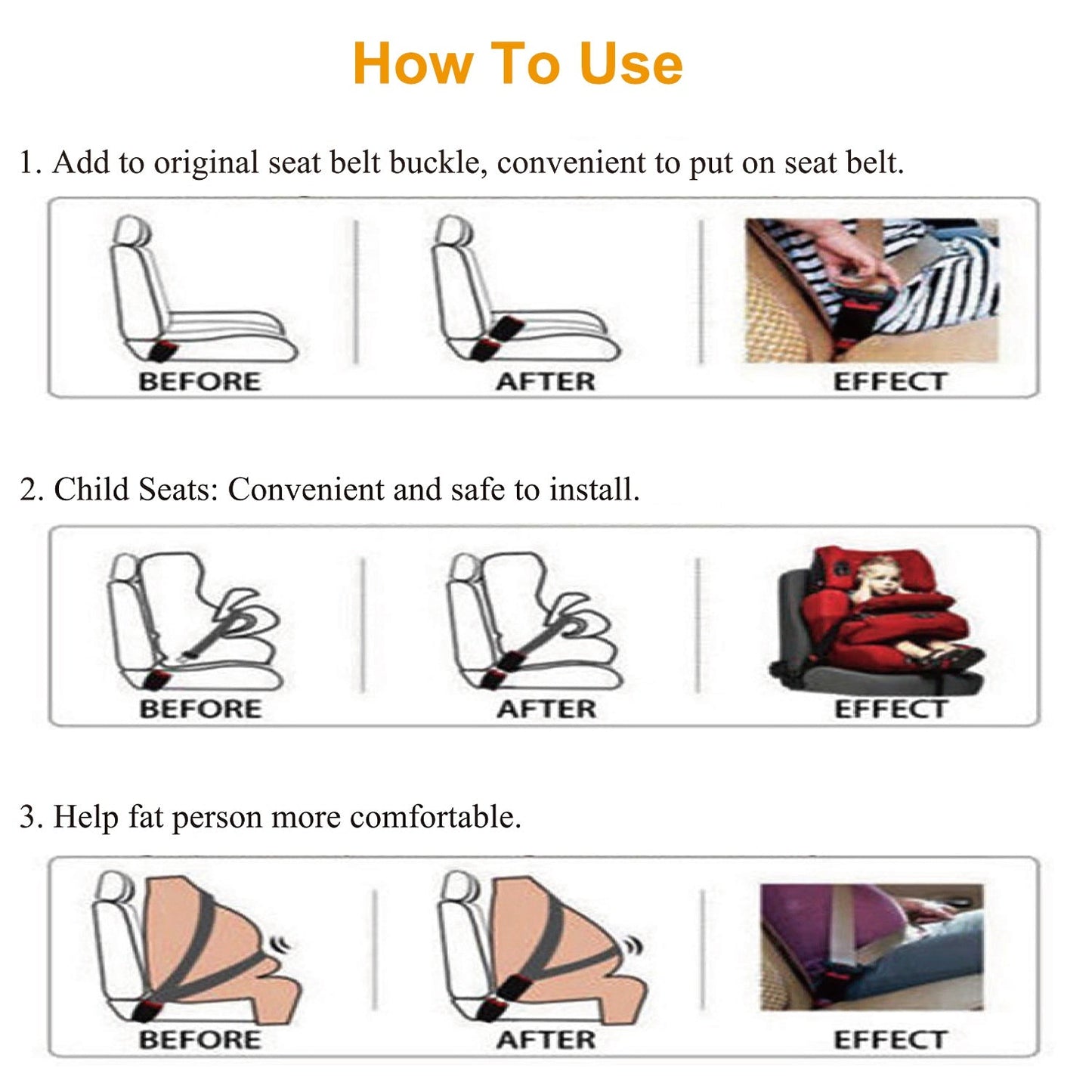 2Pcs Universal Car Extension Socket Buckles Auto Safety Extender Clip Alarm Stopper Comfortable For Pregnant Compatible w/ Most Cars