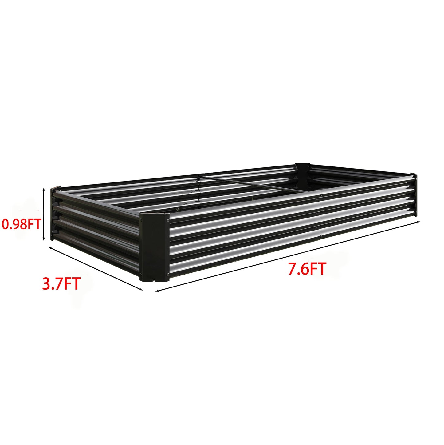 Raised Garden Bed Kit - Metal 7.6x3.7x0.98 ft Black