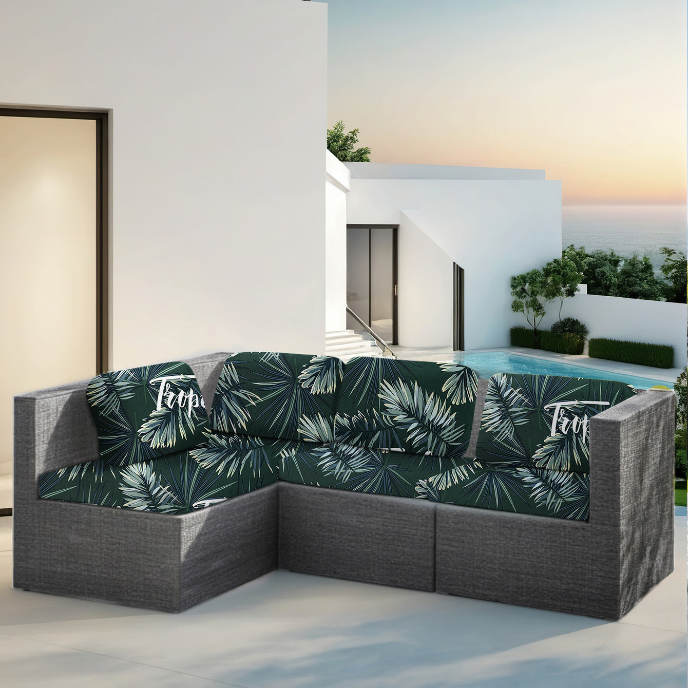 New Rainforest Leaf Sofa Seat Cover Solid Color Stretch Dustproof Printed Sofa Cover