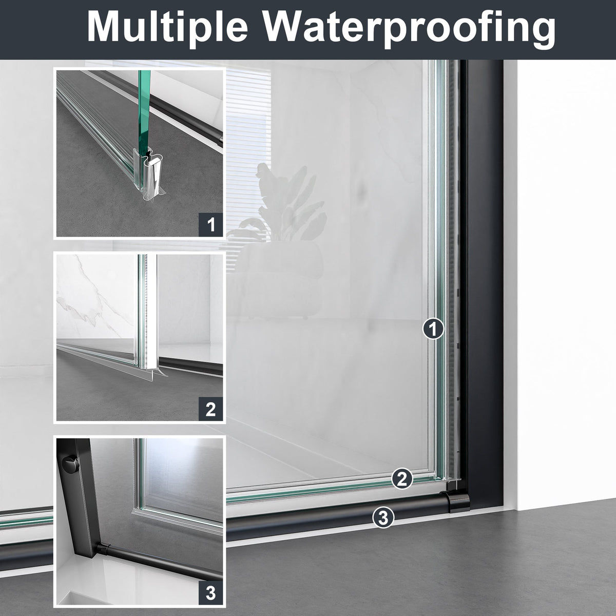 32"W x 72"H Frameless Circular Pivot Shower Door in Matte Black