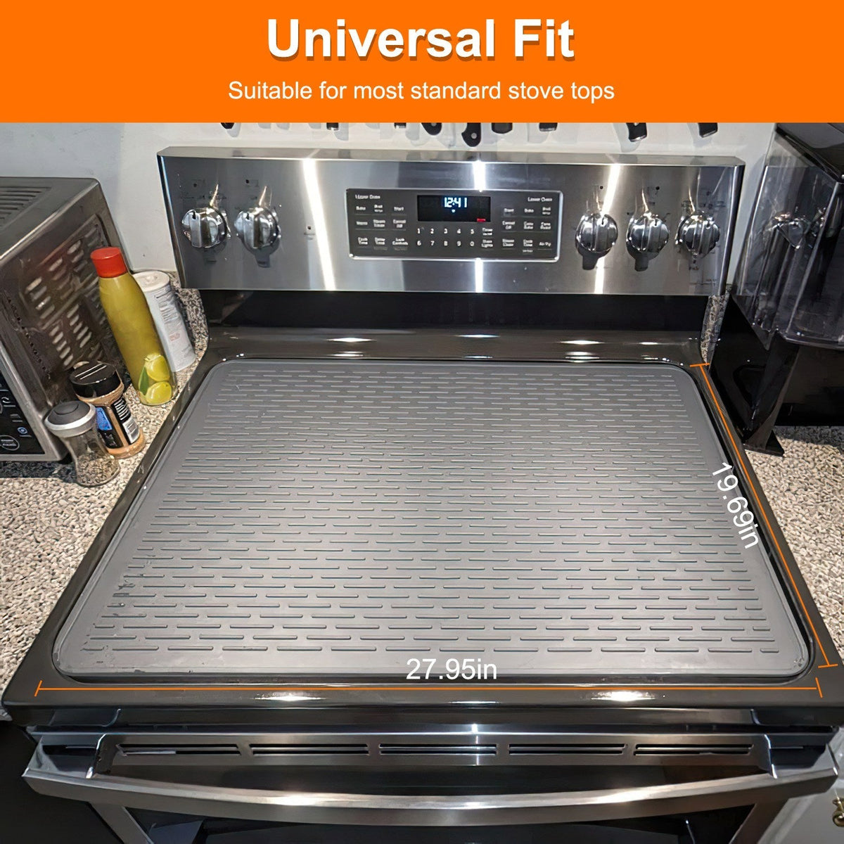 27.95x19.69in Electric Stove Cover Silicone Stove Mat Glass Stove Top Protector 464 Heat Resistant Dishwasher Safe Waterproof
