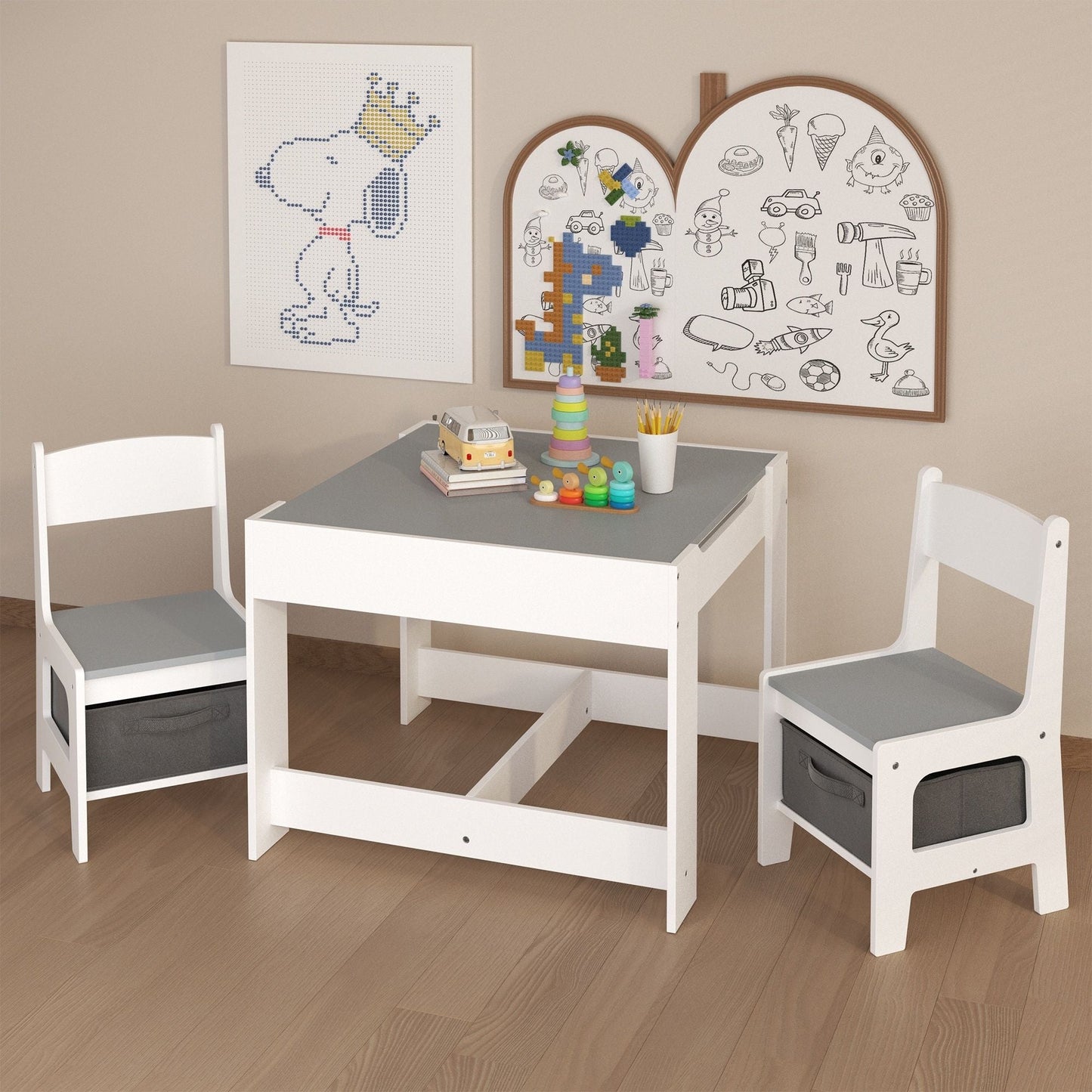 Kids 3-In-1 Activity Table And Chair Set