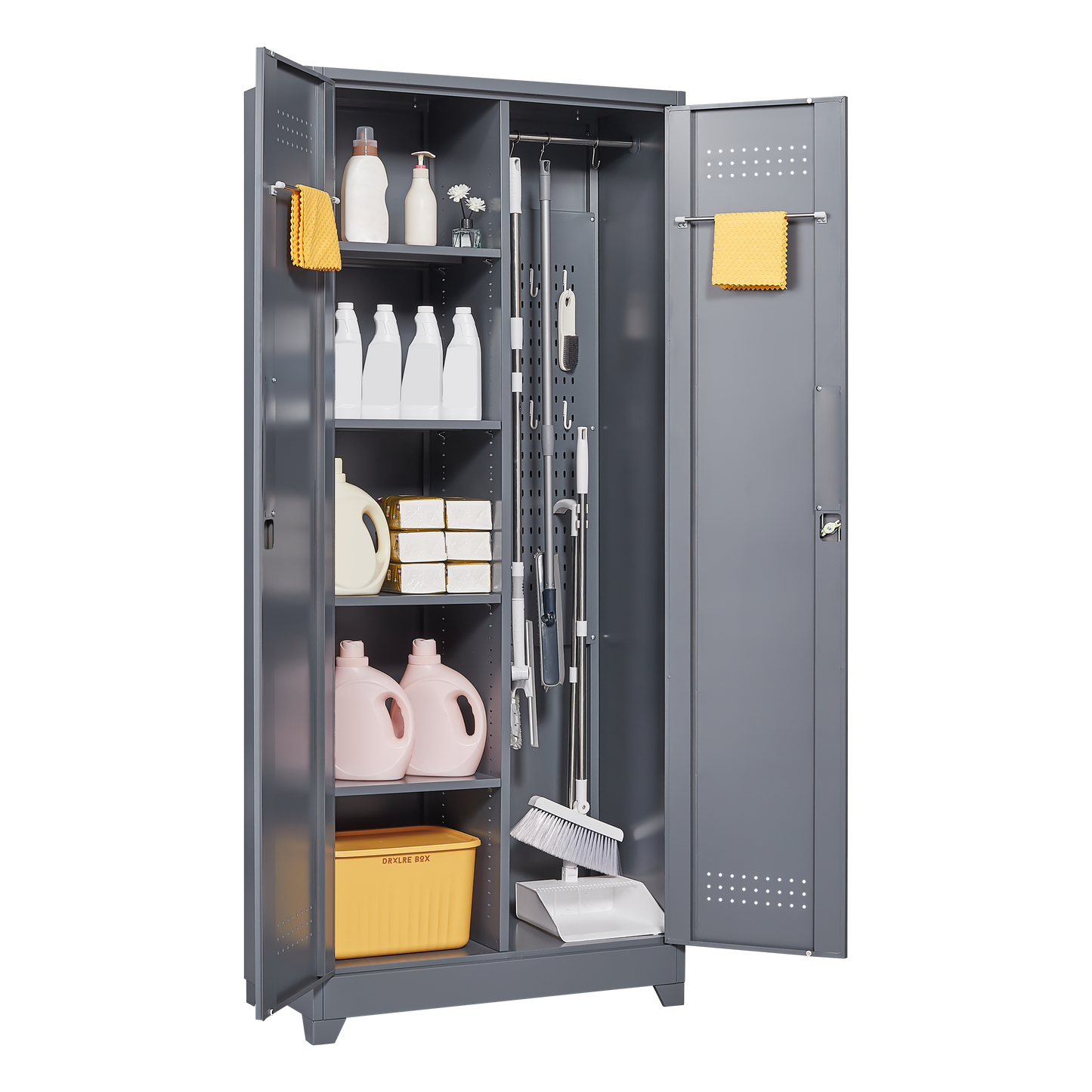 Gray And Metal Storage Cabinet