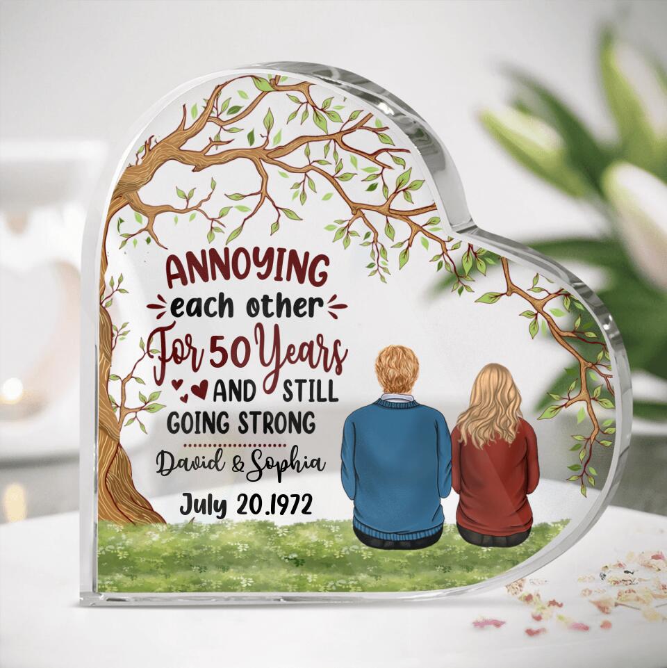 Personalized Couple Crystal Heart Keepsake - Anniversary Gift Idea For Couple - Annoying Each Other For 50 Years And Still Going Strong