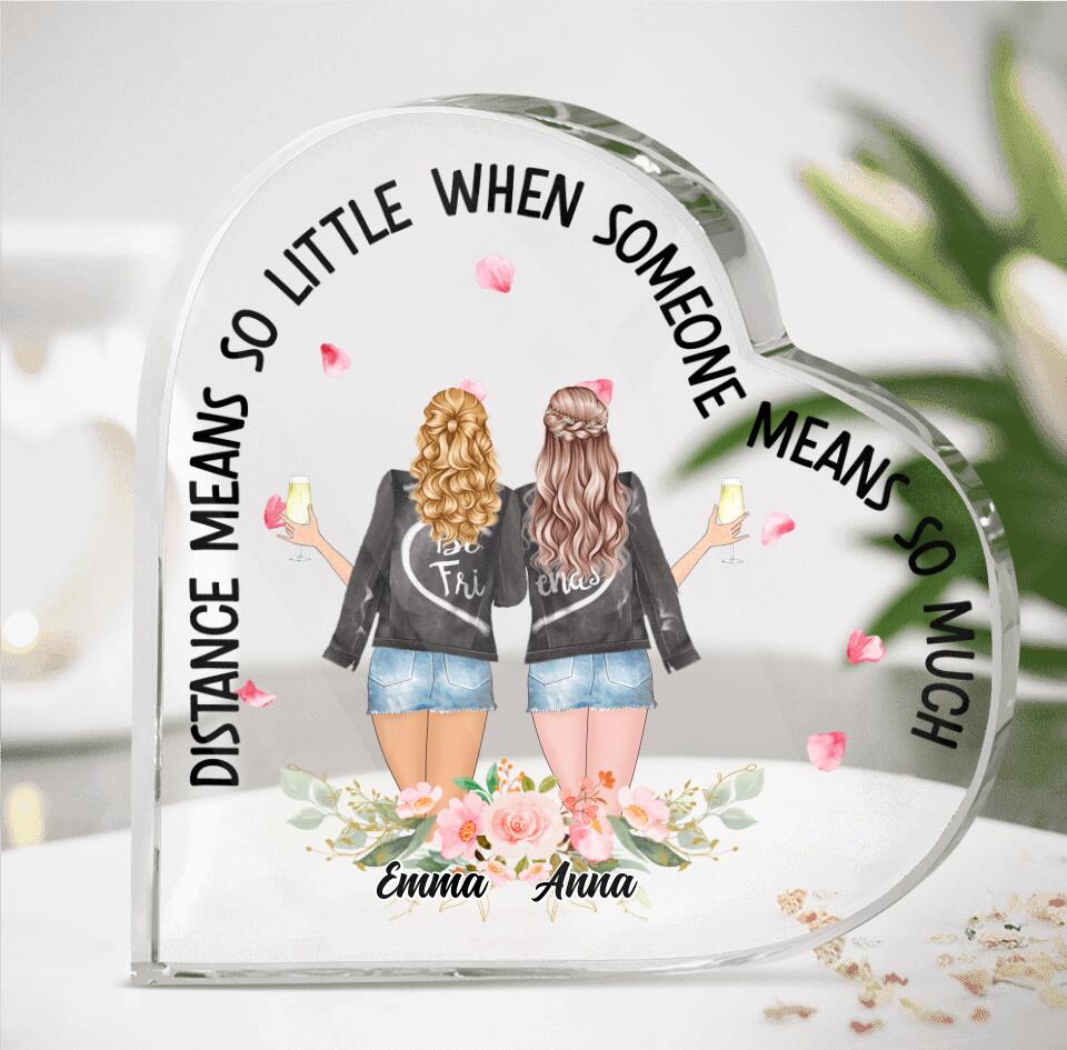 Personalized Friends Crystal Heart - Up to 4 Girls - Gift Idea For Friends/Sisters - Distance Means So Little When Someone Means So Much