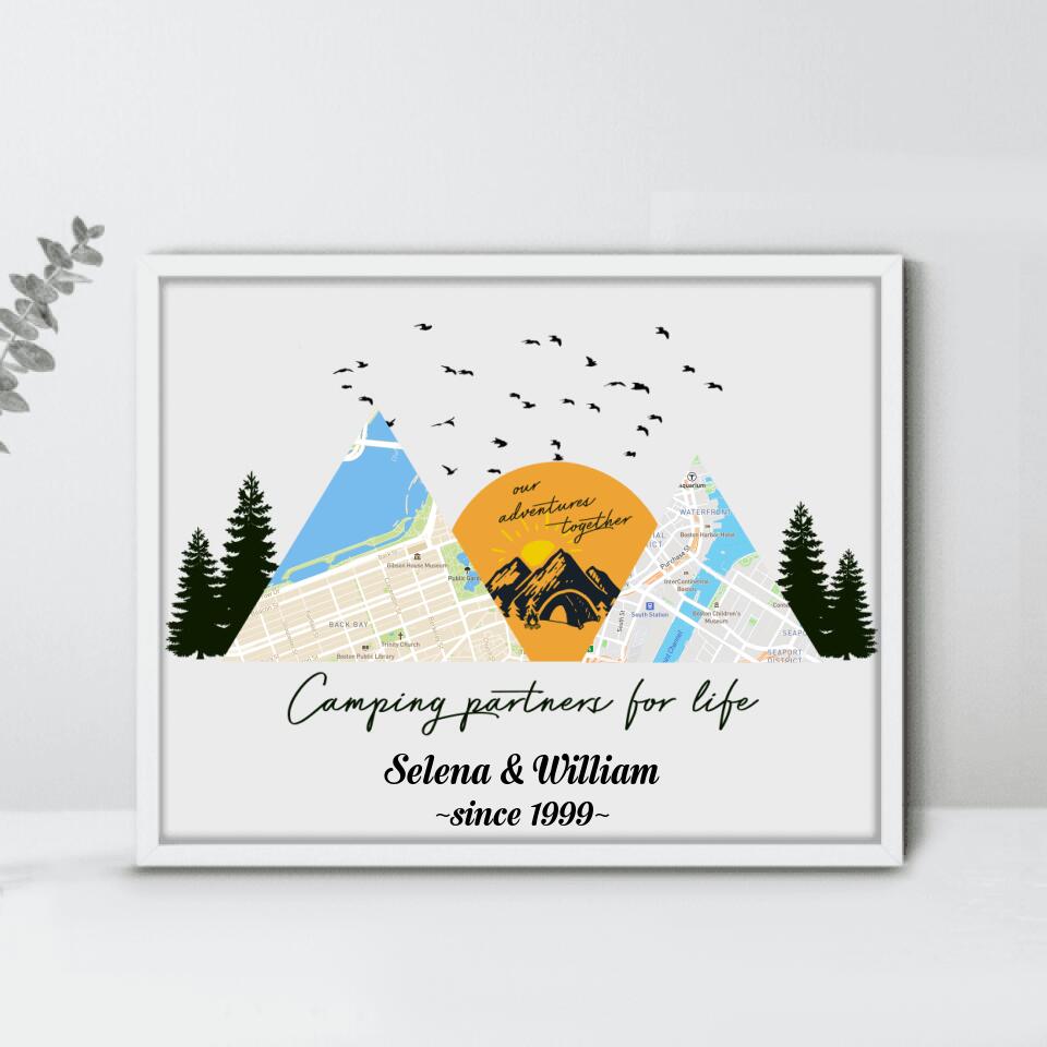 Personalized Camping Map Poster - Up to 6 Maps - Best Gift For Camping Lovers - Life Is Better
When You Adventure Together