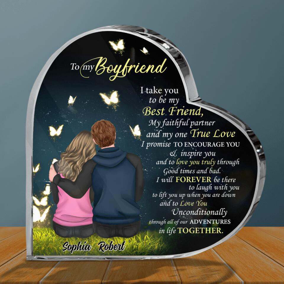 Personalized Couple Crystal Heart - Gift Idea For Boyfriend/Girlfriend/Husband/Wife - To My Boyfriend I Take You To Be My Best Friend