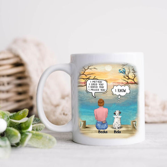 Personalized Memorial Pet Mom Coffee Mug - Up to 5 Pets - Memorial Gift Idea For Dog Cat Lover - I Met You I Liked You I Loved You I Missed You
