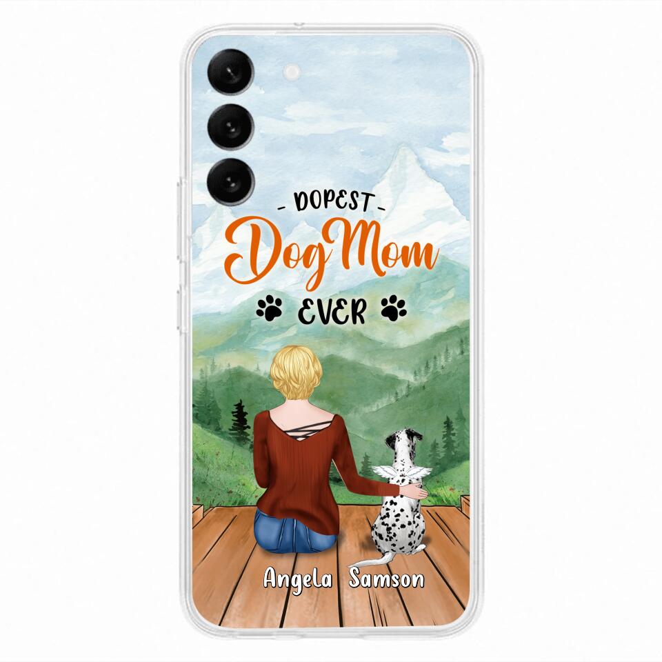 Custom Personalized Dog Mom Phone Case - Upto 5 Dogs - Gift Idea For Dog Lovers - Dopest Dog Mom Ever - Case For iPhone/Samsung