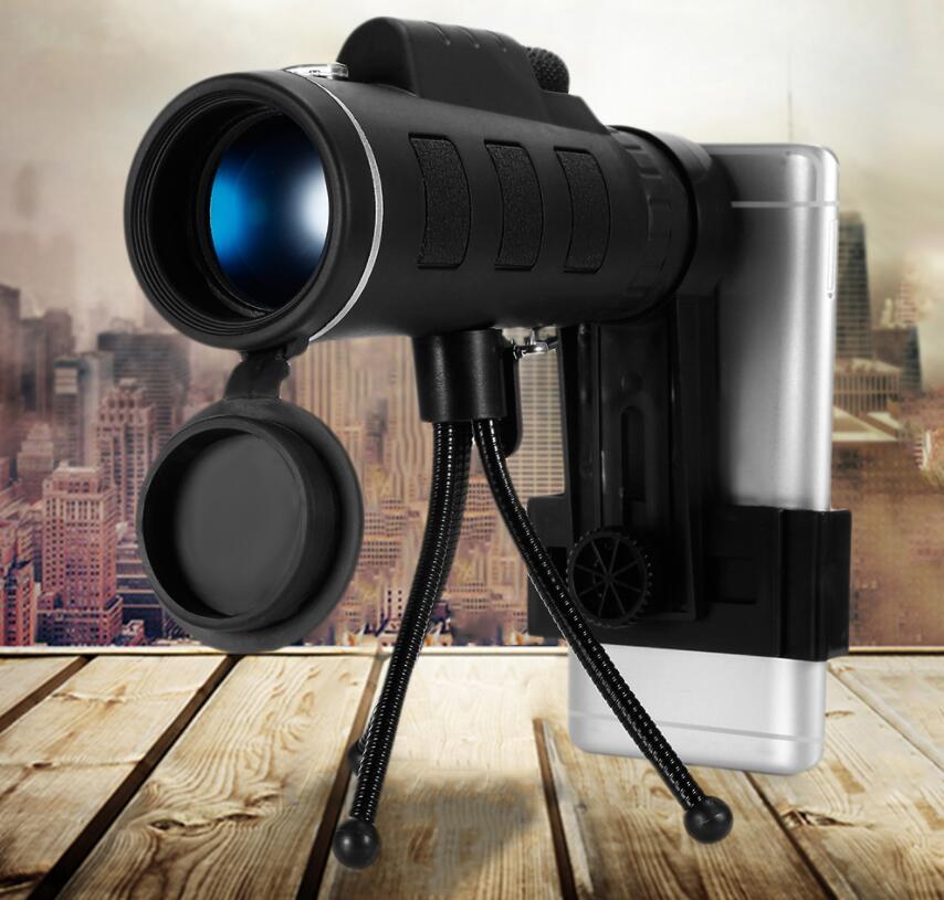 40X60 BAK4 Monocular Telescope with HD Night Vision, Compass, Phone Clip & Tripod for Outdoor Activities