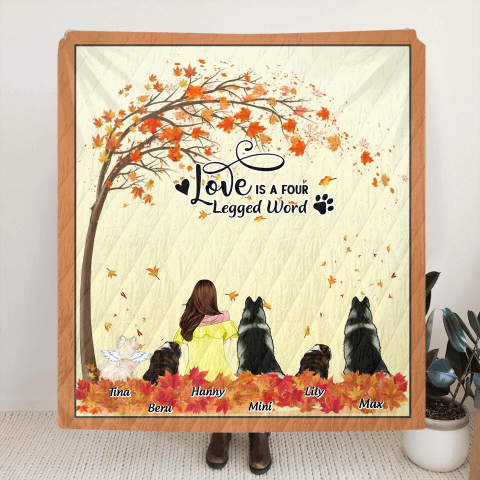Personalized Dog Mom in Autumn Quilt/Fleece Blanket - Gift for Dog Mom - Up to 5 Dogs