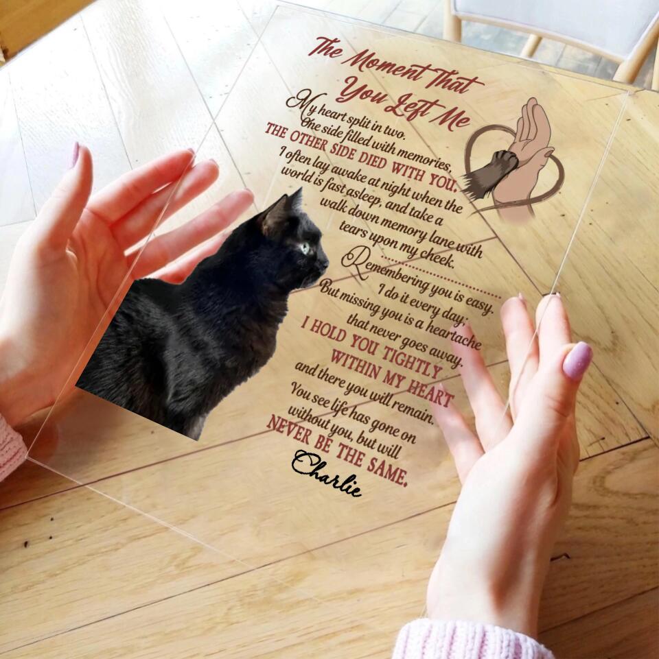 Personalized Memorial Pet Acrylic Plaque - Upload Photo - Memorial Gift Idea For Dog/Cat/Pet Lover - The Moment That You Left Me