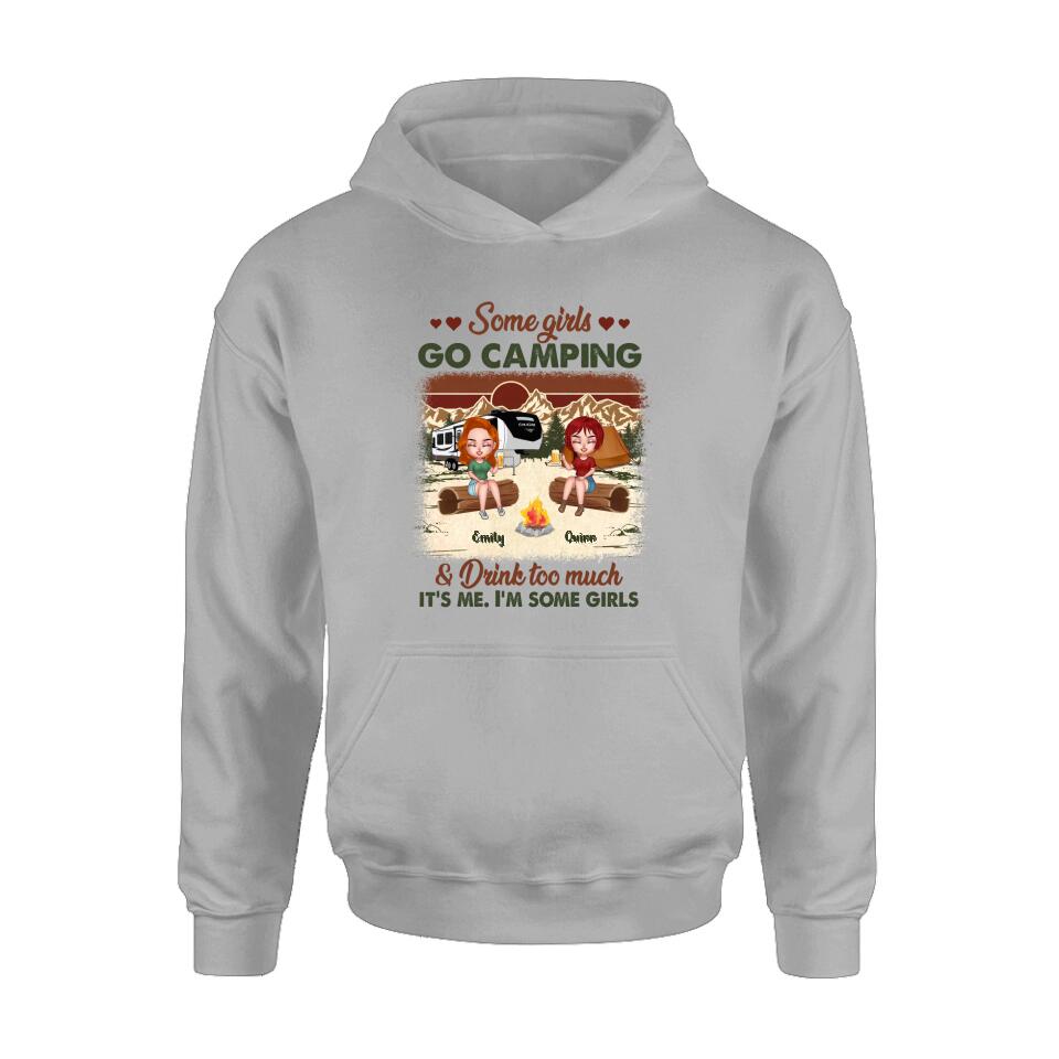 Personalized Camping Girls Shirt - Up to 6 Friends - Gift Idea For Friends/Besties/Camping Lovers - Some Girls Go Camping And Drink Too Much