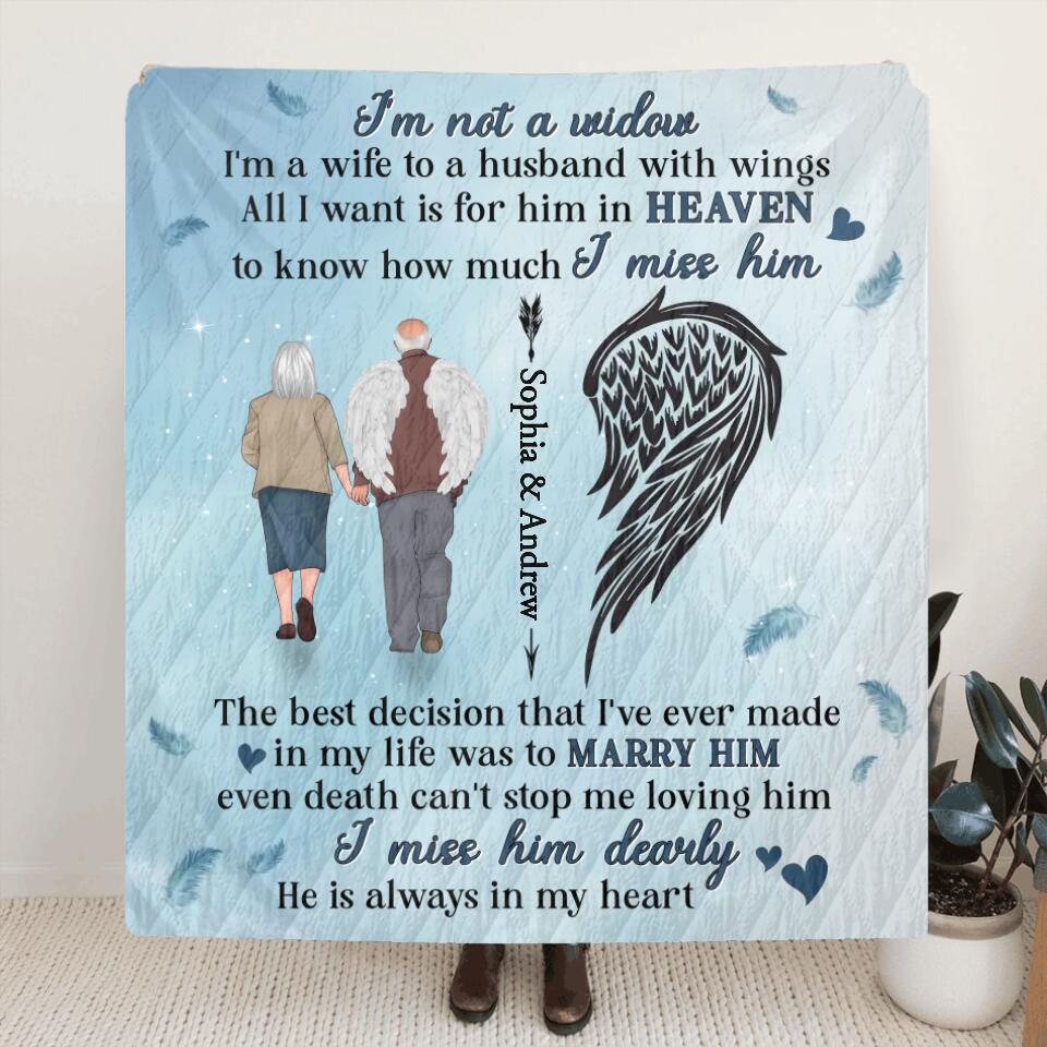 Personalized Memorial Fleece Throw Blanket/Quilt - Memorial Gift Idea From Wife To Husband In Heaven - He Is Always In My Heart