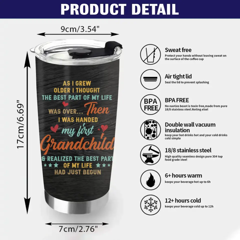 Personalized Grandma Tumbler - Up to 6 Kids - Gift Idea for Grandma - Blessed To Be Called Grandma